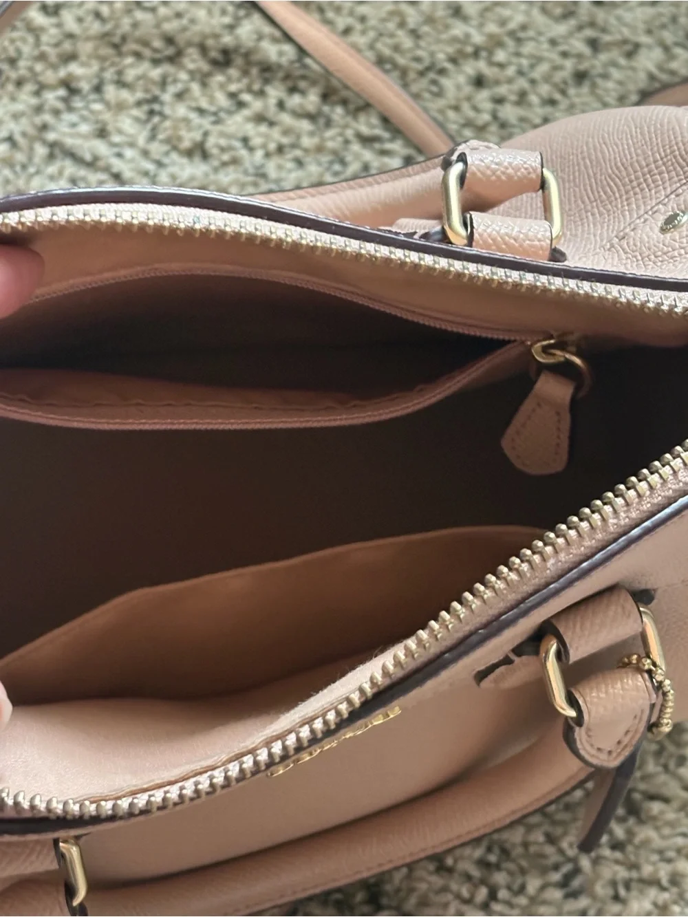 Coach Pebbled Leather Satchel in Blush